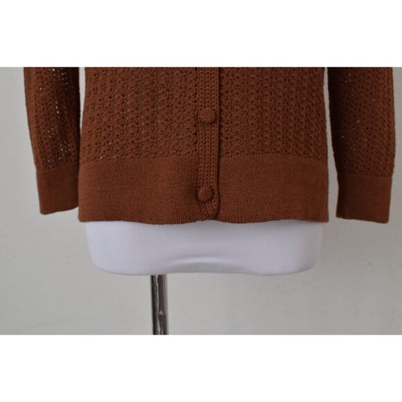 Vintage‎ Crochet Brown Cardigan - Picture 7 of 9